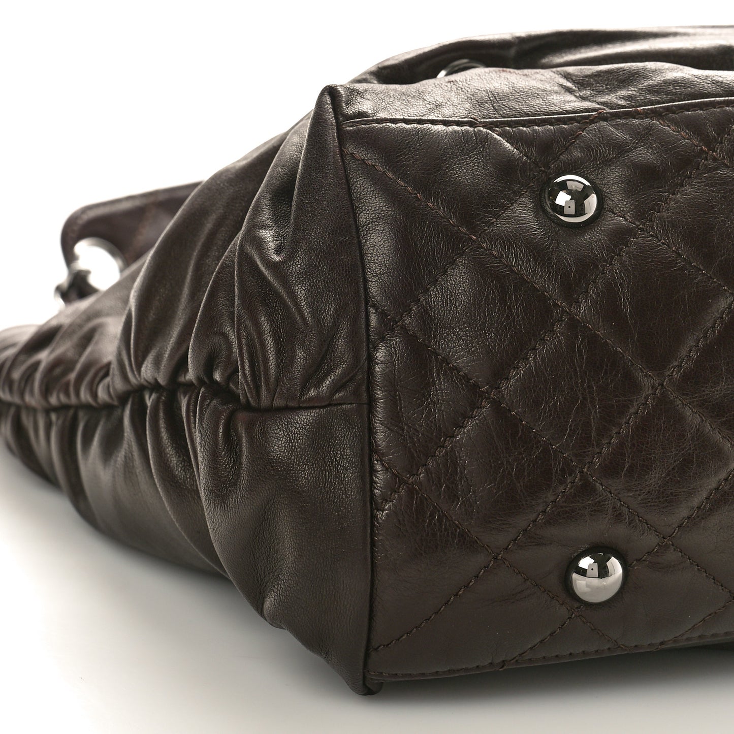 Calfskin East West Modern Chain Tote Dark Brown