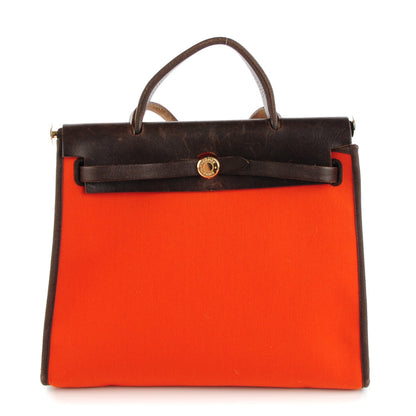 Hermes Toile Vache Calfskin Herbag 30 PM Orange Red 1 of 12