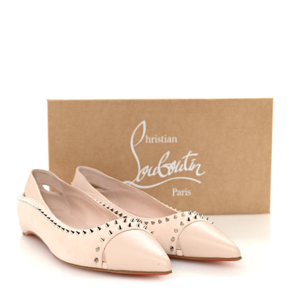 Christian Louboutin Nappa Suede Spikes Duvettina Ballerina Flats 40 Leche 9 of 9