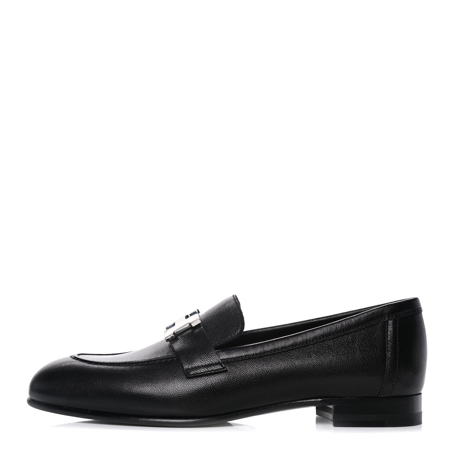 Hermes Goatskin Womens Paris Loafers 35 Black 1 of 9