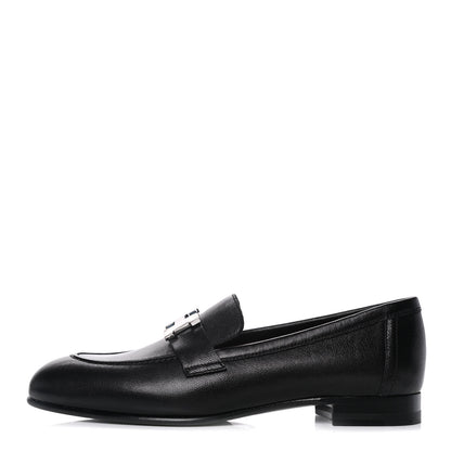 Hermes Goatskin Womens Paris Loafers 35 Black 1 of 9