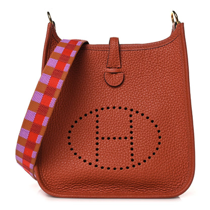 Hermes Taurillon Clemence Maxi Quadrille Evelyne TPM Cuivre Capucine Parme Rouge Duchess 1 of 10