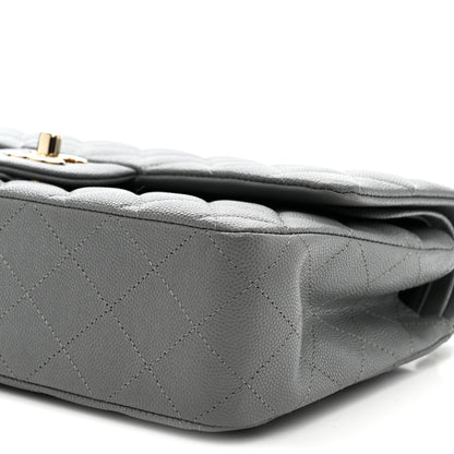 Chanel Caviar Quilted Medium Double Flap Grey 10 of 11