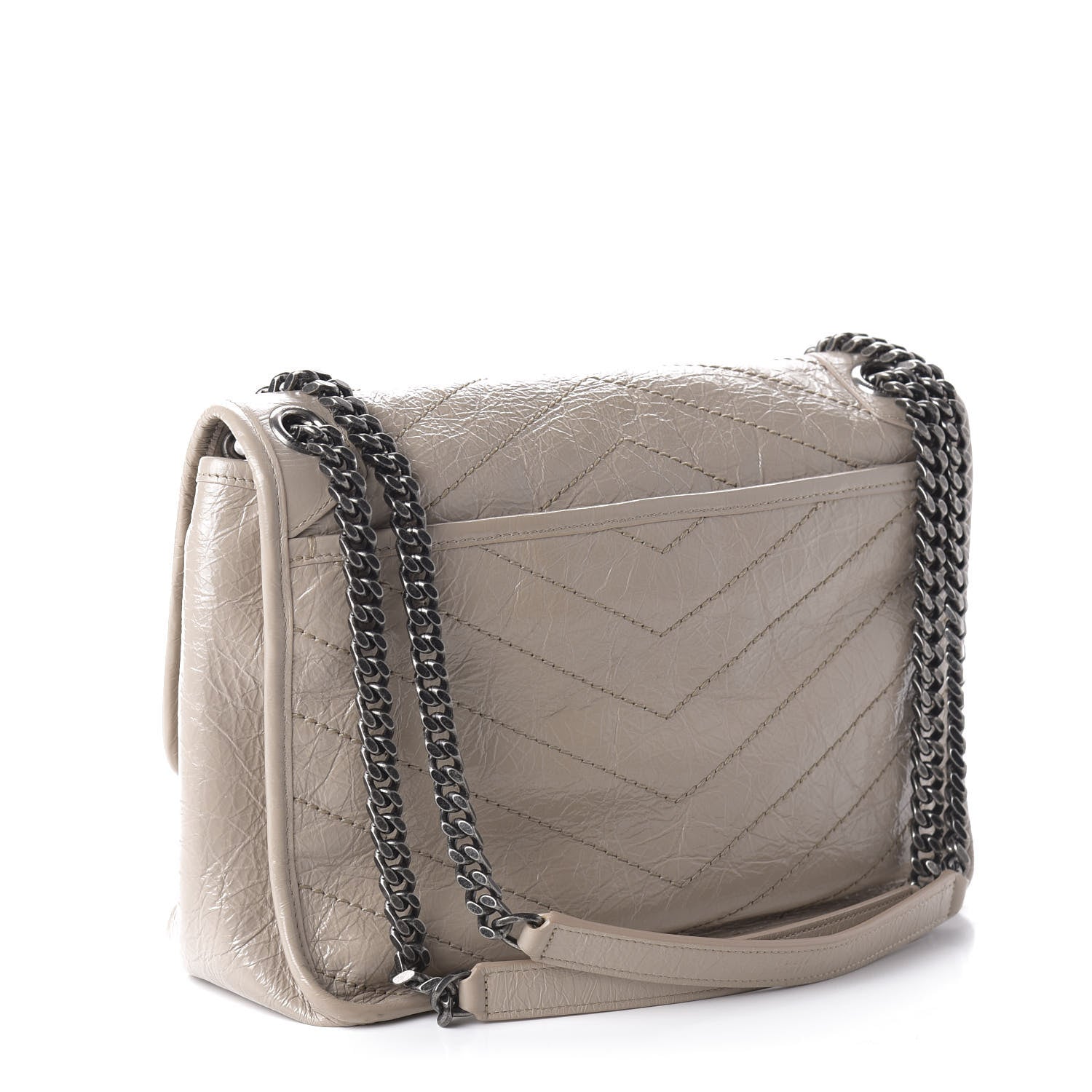 Saint Laurent Crinkled Calfskin Matelasse Monogram Medium Niki Chain Satchel Light Natural 3 of 9