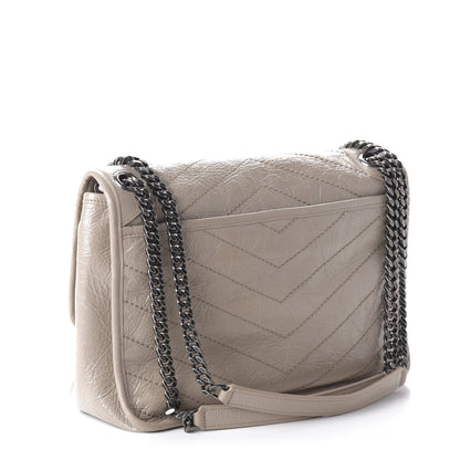 Saint Laurent Crinkled Calfskin Matelasse Monogram Medium Niki Chain Satchel Light Natural 3 of 9