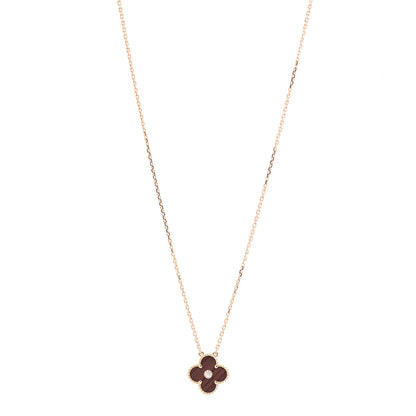 Van Cleef & Arpels 18K Rose Gold Diamond Bulls Eye Vintage Alhambra Pendant Necklace 1 of 7
