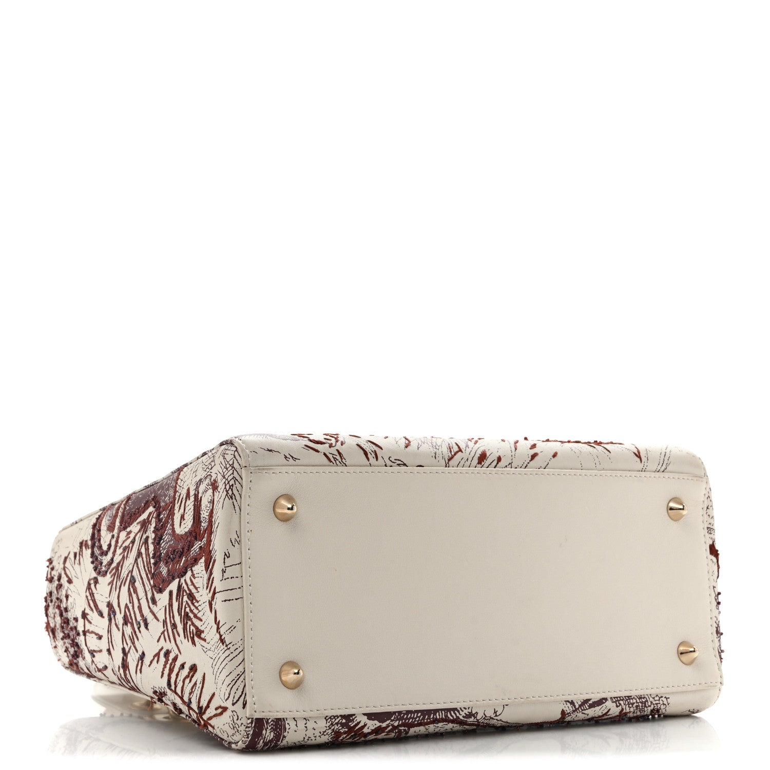 Christian Dior Calfskin Embroidered Medium Toile De Jouy Lady Dior White Red 4 of 18