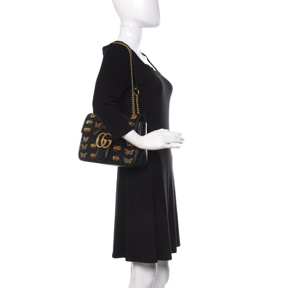 Gucci Calfskin Matelasse Animal Studs Medium GG Marmont Shoulder Bag Black 2 of 10