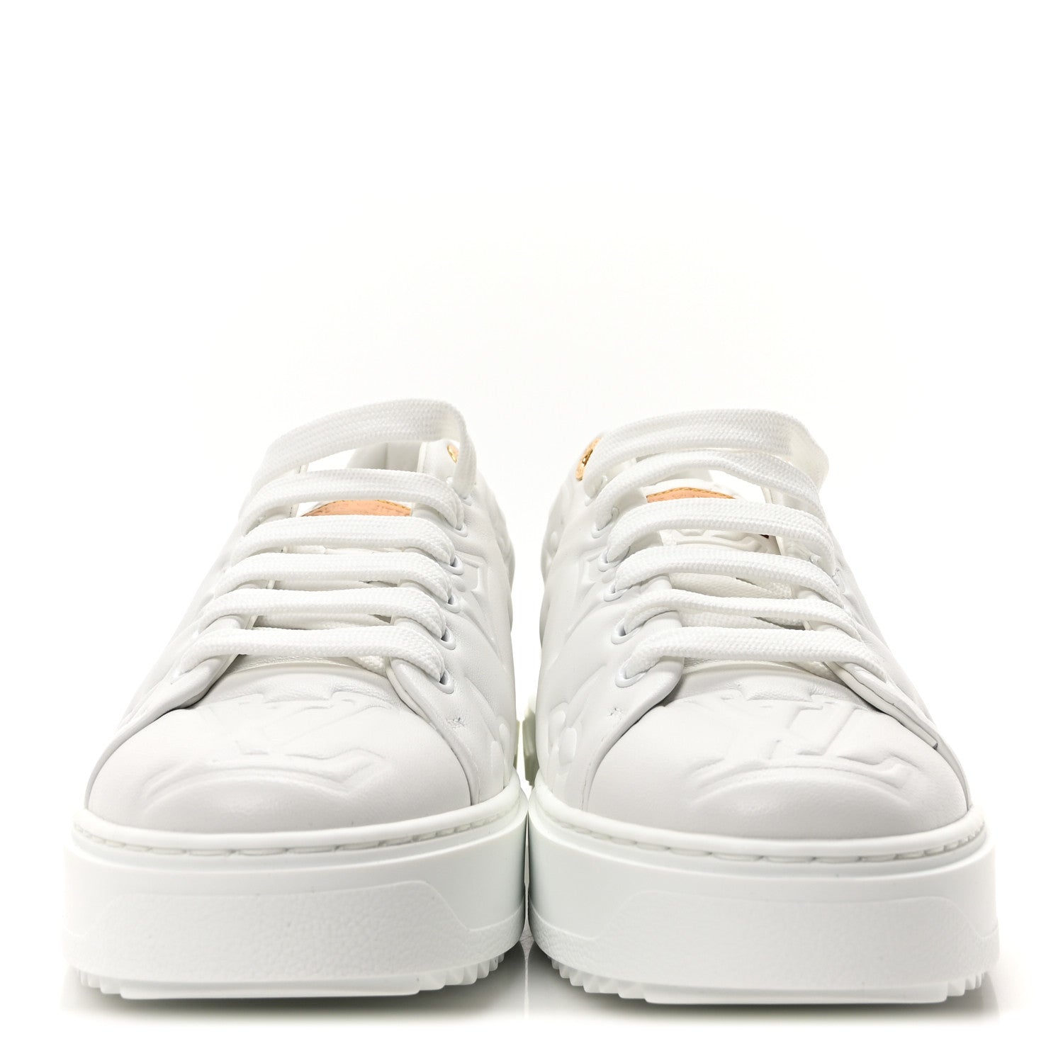 Louis Vuitton Lambskin Embossed Monogram Uniformes Time Out Sneakers 39.5 White 3 of 8
