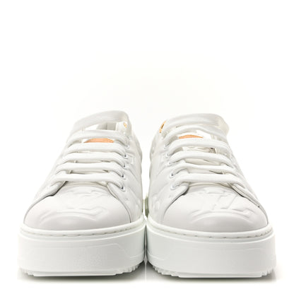 Louis Vuitton Lambskin Embossed Monogram Uniformes Time Out Sneakers 39.5 White 3 of 8
