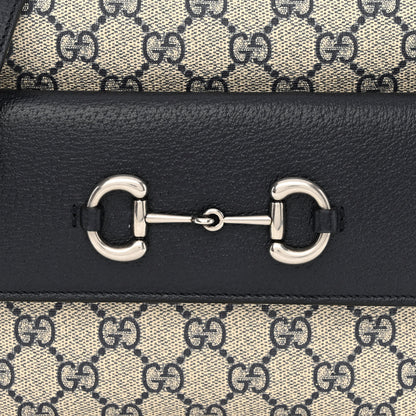 Gucci GG Supreme Monogram Small Horsebit 1955 Shoulder Bag Beige Blue 8 of 10