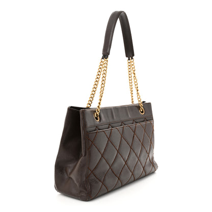 Chanel Caviar Quilted Shopping Tote Dark Brown 3 of 14