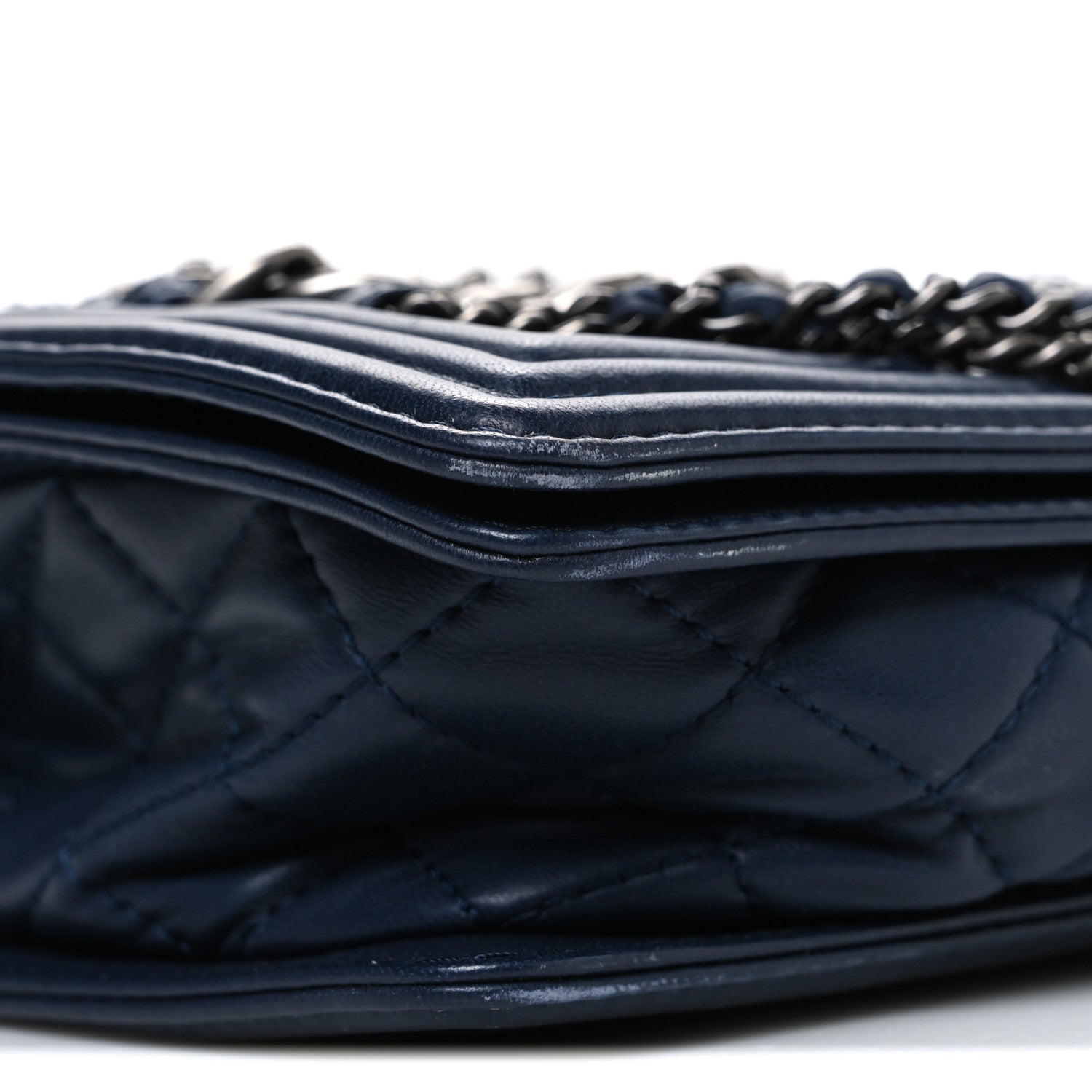 Chanel Lambskin Denim Tweed Medium Enchained Boy Flap Navy Blue 9 of 11