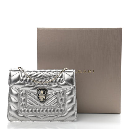 Bulgari Metallic Calfskin Quilted Serpenti Forever Shoulder Bag Silver 11 of 11