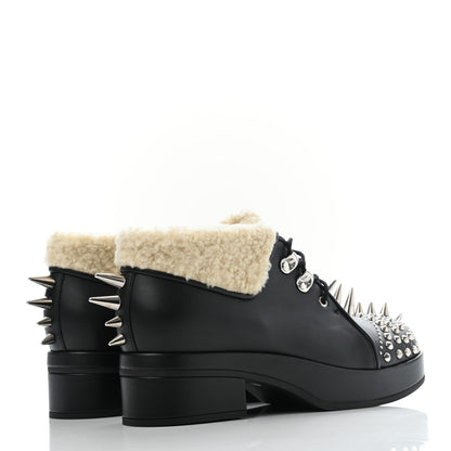 Gucci Calfskin Faux Shearling Studded Victor Ankle Boots 36 Black Mystic White 4 of 7