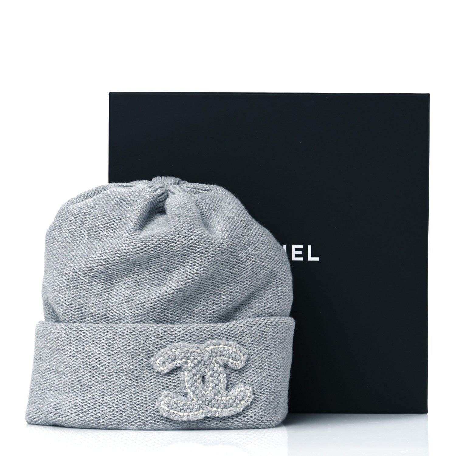 Chanel Cashmere CC Beanie Hat Grey 5 of 5