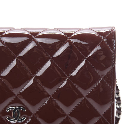 Chanel Patent Quilted Wallet On Chain WOC Burgundy 12 of 15