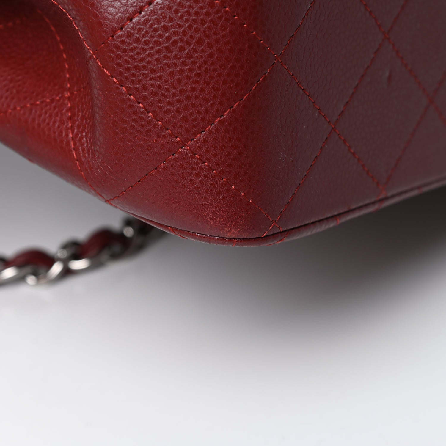Chanel Caviar Quilted Jumbo Double Flap Dark Red 11 of 15