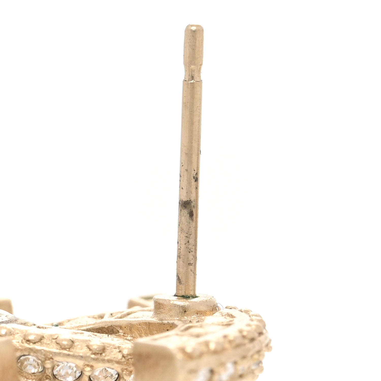 Chanel Crystal Timeless CC Earrings Light Gold 5 of 6