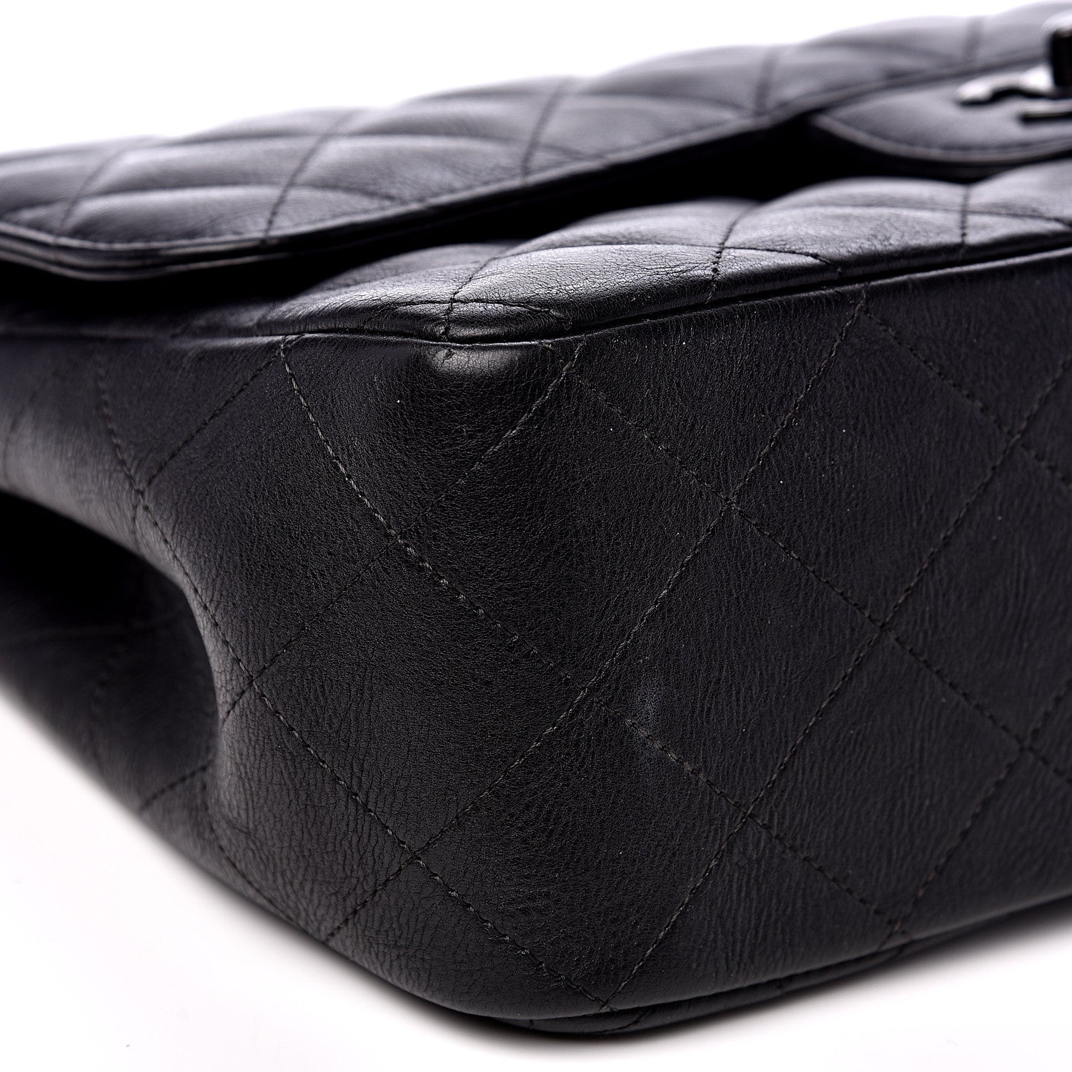 Chanel Crumpled Calfskin Quilted Jumbo Double Flap So Black 8 of 15