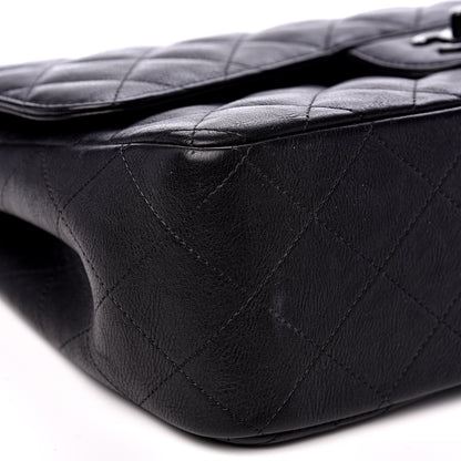 Chanel Crumpled Calfskin Quilted Jumbo Double Flap So Black 8 of 15