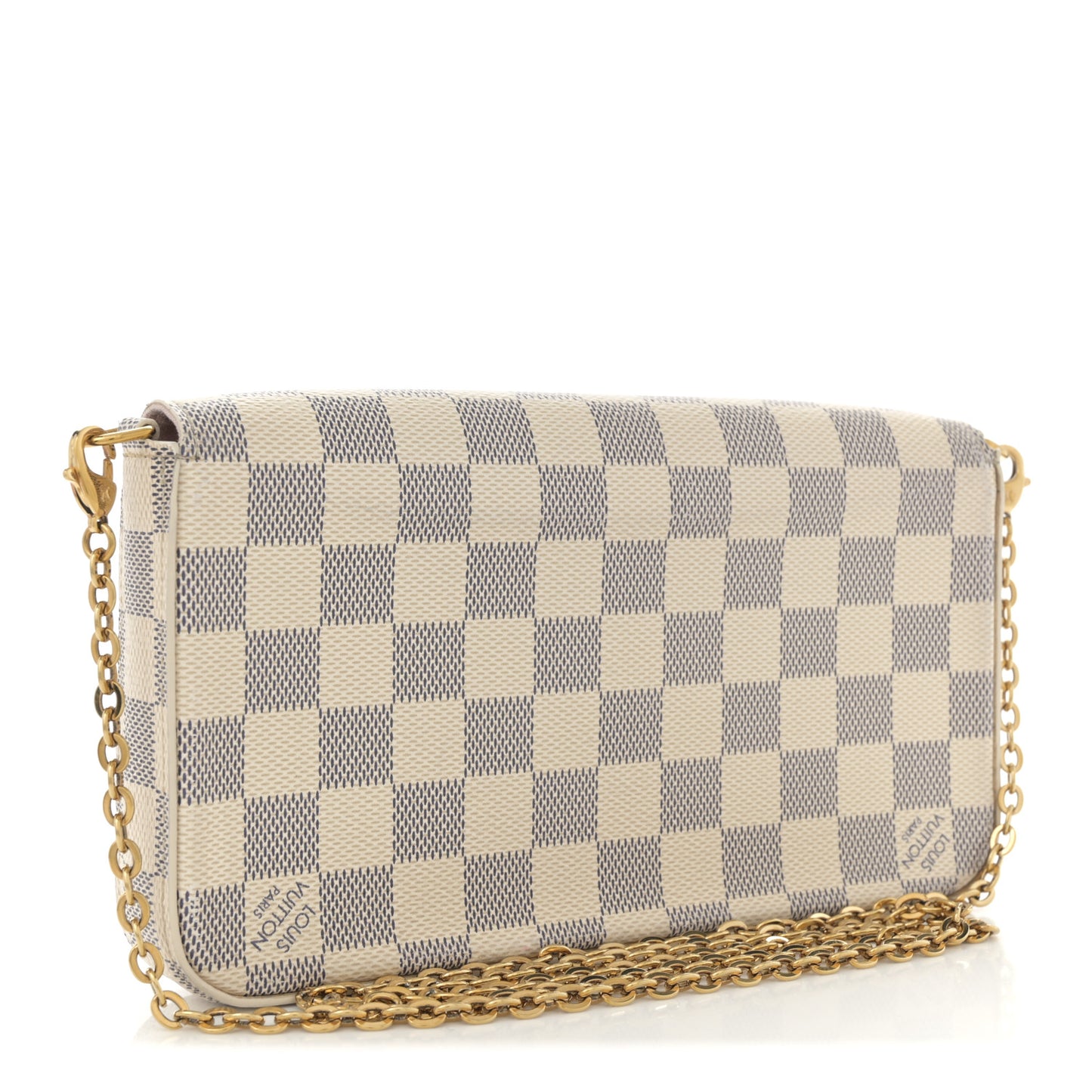 Damier Azur Pochette Felicie Chain Wallet Rose Ballerine