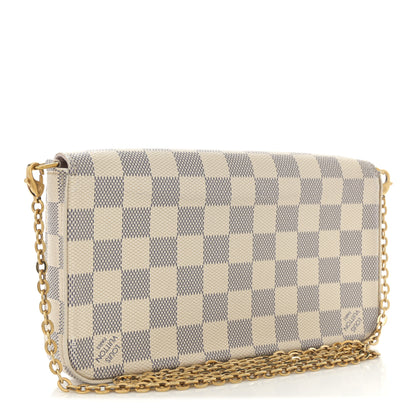 Louis Vuitton Damier Azur Pochette Felicie Chain Wallet Rose Ballerine 4 of 13