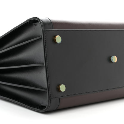 Saint Laurent Calfskin Bi-Color Small Sac De Jour Burgundy Black 8 of 10