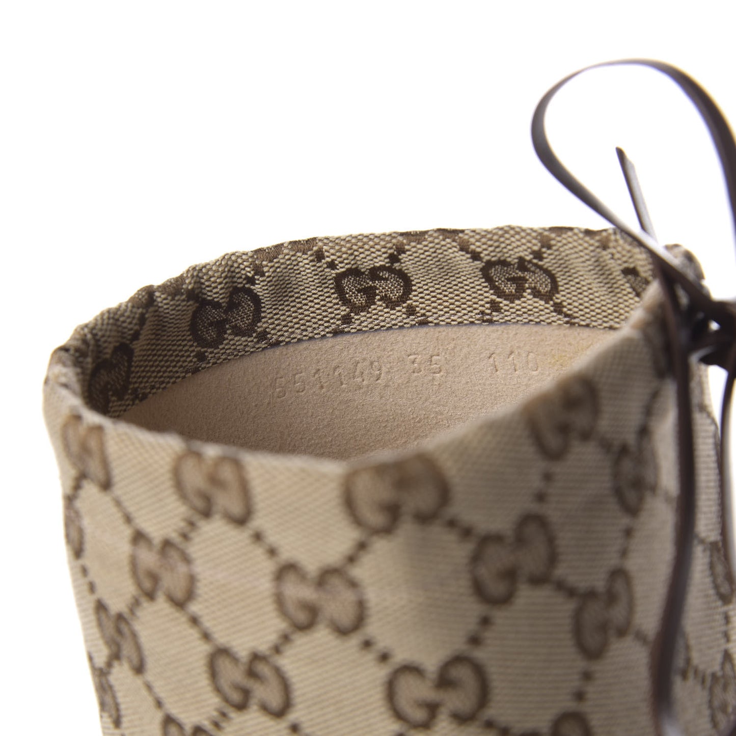 Monogram Lisa Mid Heel Boots 35 Beige Ebony