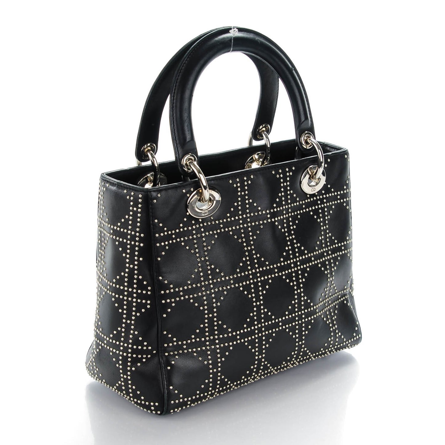 Lambskin Studded Cannage Medium Lady Dior Black