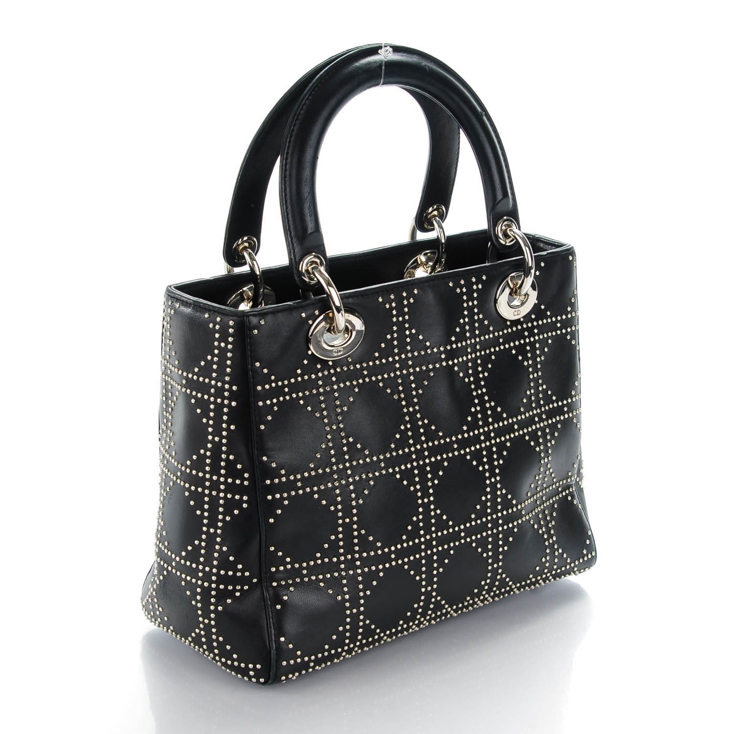 Christian Dior Lambskin Studded Cannage Medium Lady Dior Black 3 of 8