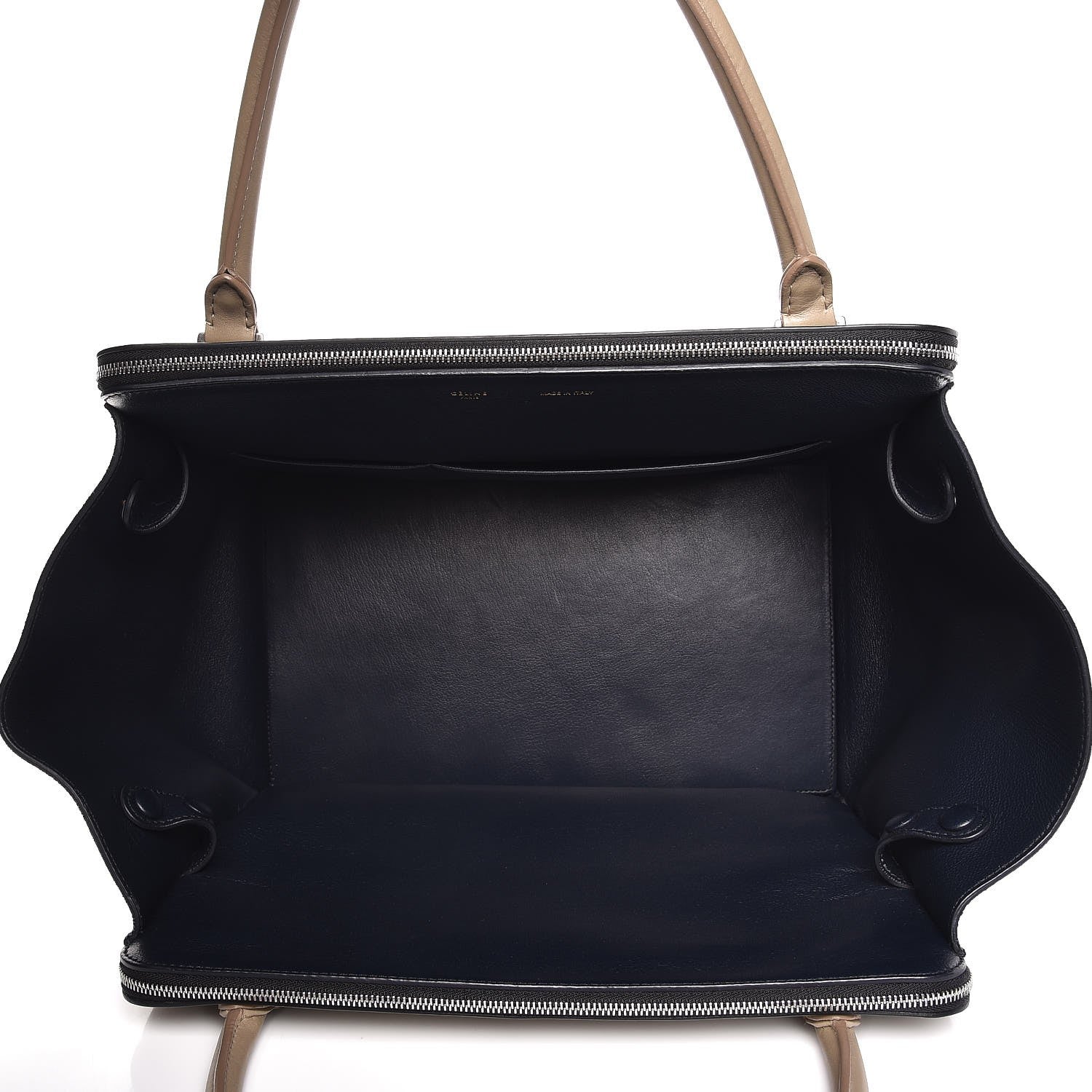 Celine Calfskin Suede Tri-Color Double Zip Trapeze Sand 5 of 8
