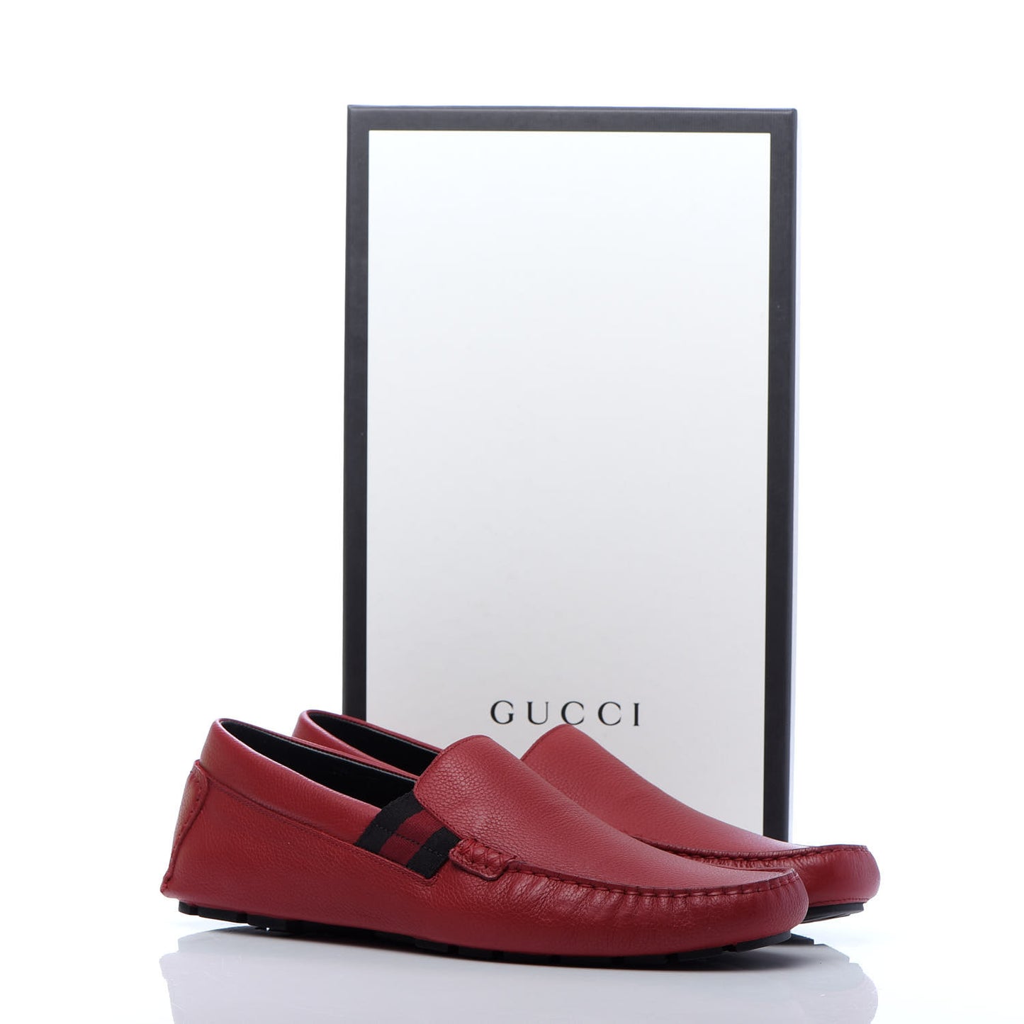 Calfskin Web Mens Driver Loafers 9 Red