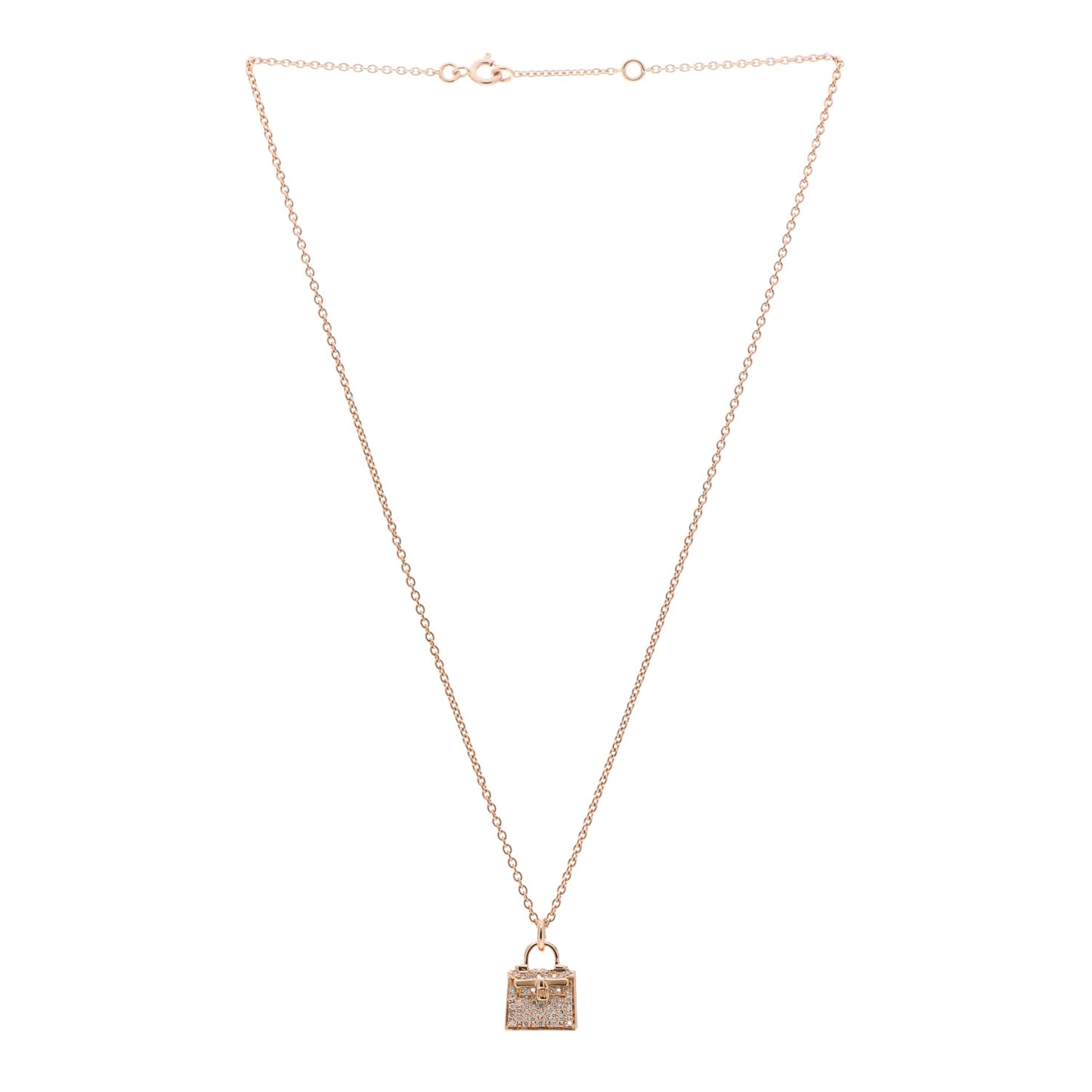 18K Rose Gold Diamond Kelly Amulette Pendant Necklace