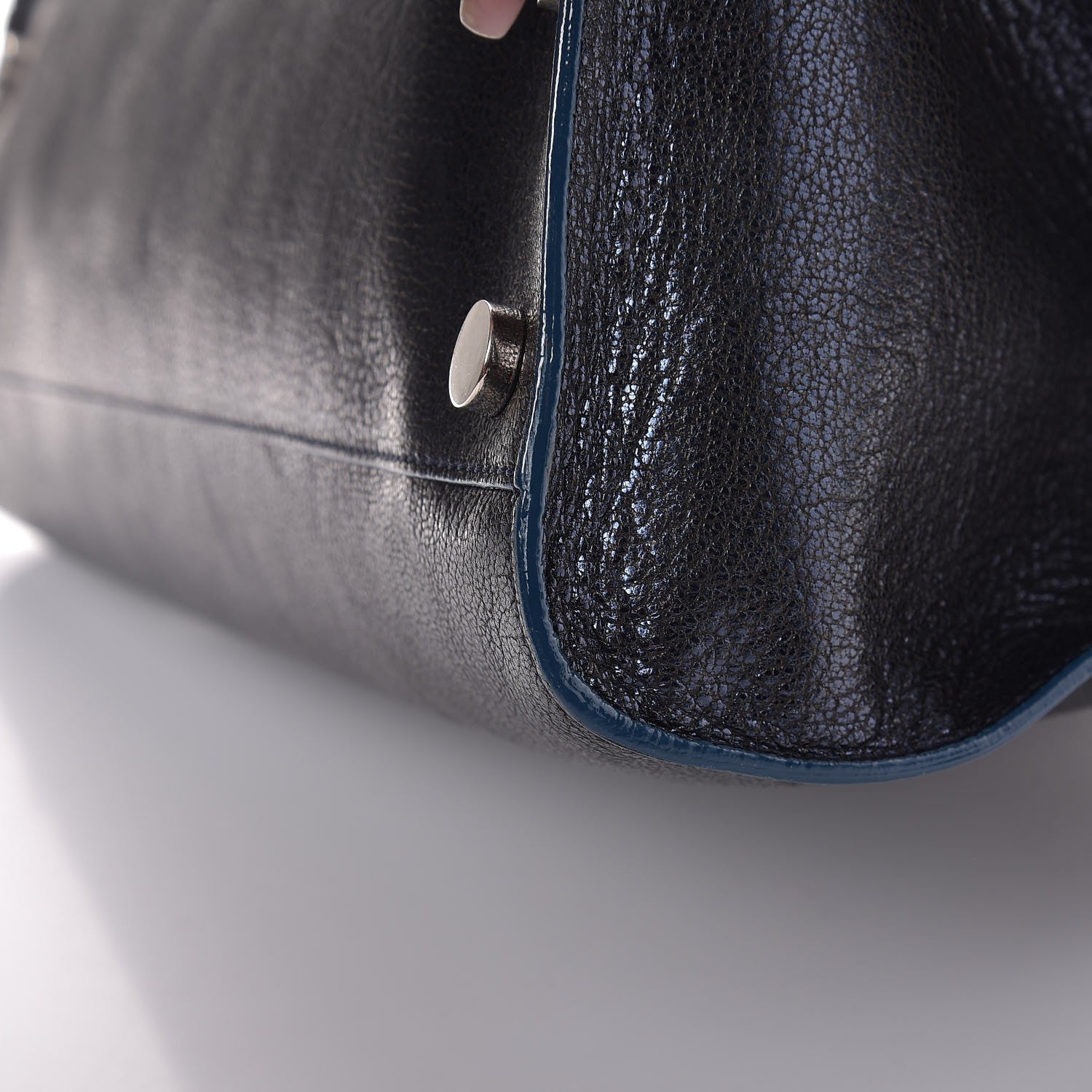 Jimmy Choo Metallic Grainy Goatskin Riley Tote Navy 12 of 12