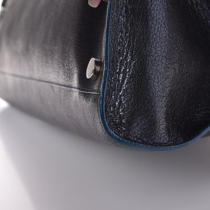 Jimmy Choo Metallic Grainy Goatskin Riley Tote Navy 12 of 12