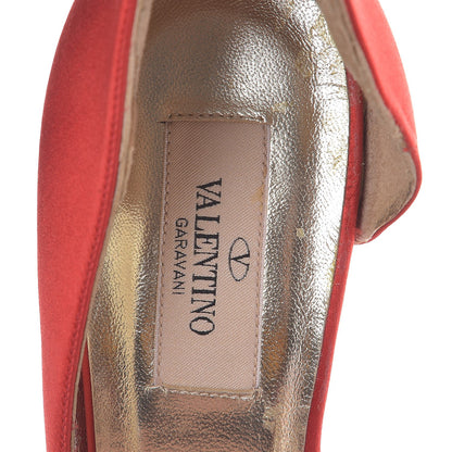 Valentino Garavani Satin Crystal Couture Bow Peep Toe d'Orsay High Heel Pumps 38 Red 8 of 11