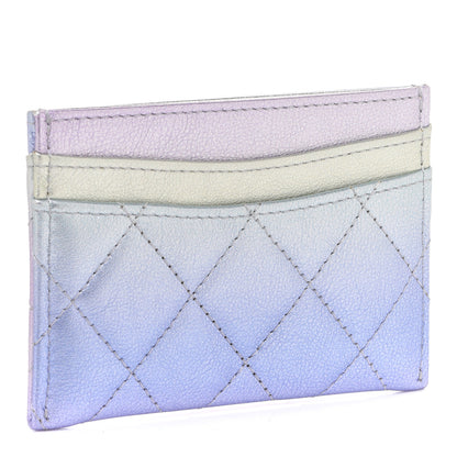 Chanel Gradient Metallic Calfskin Quilted Card Holder Silver Blue Yellow Purple 3 of 9
