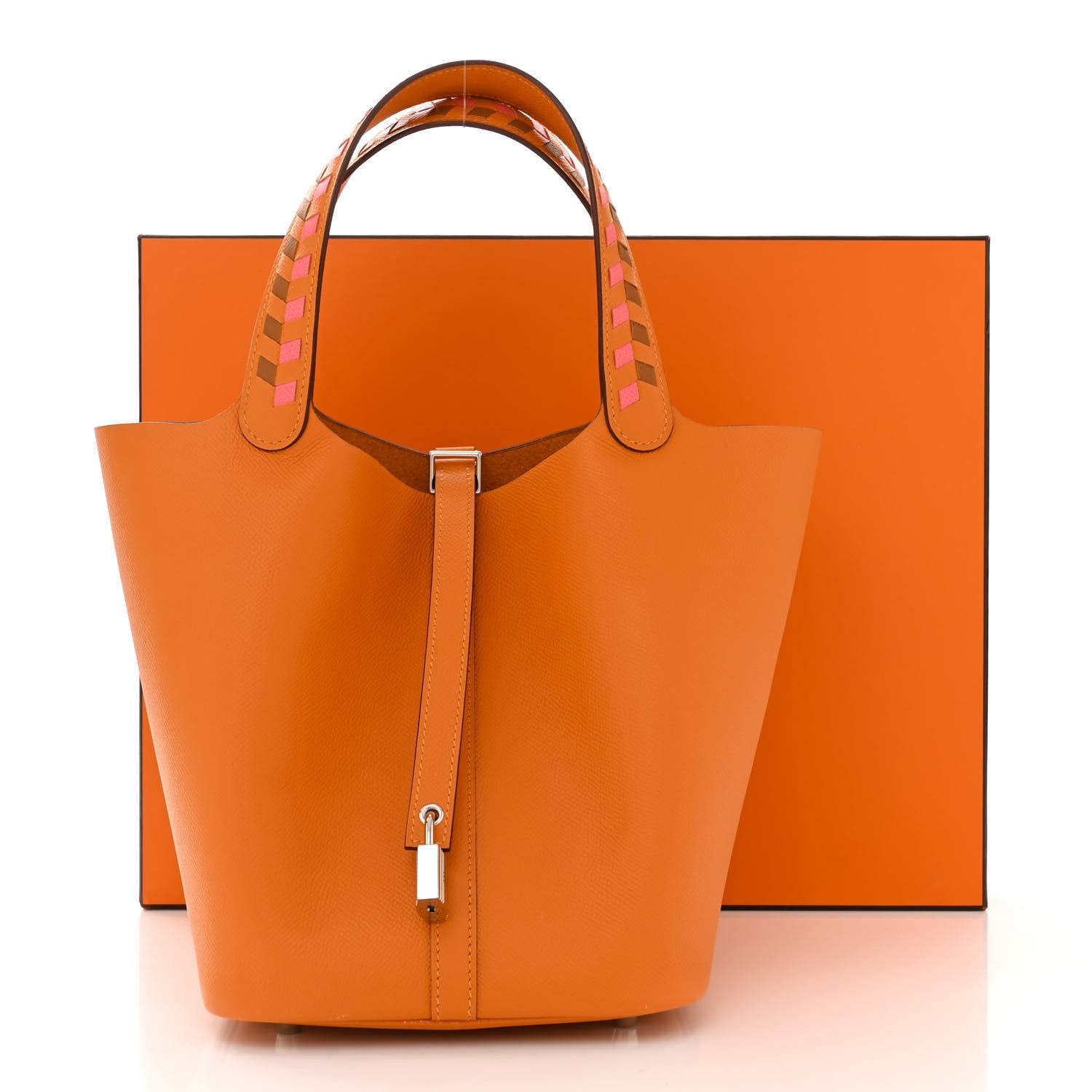 Hermes Epsom Tressage De Cuir Picotin Lock 22 MM Abricot Rose Azalee Gold 11 of 11