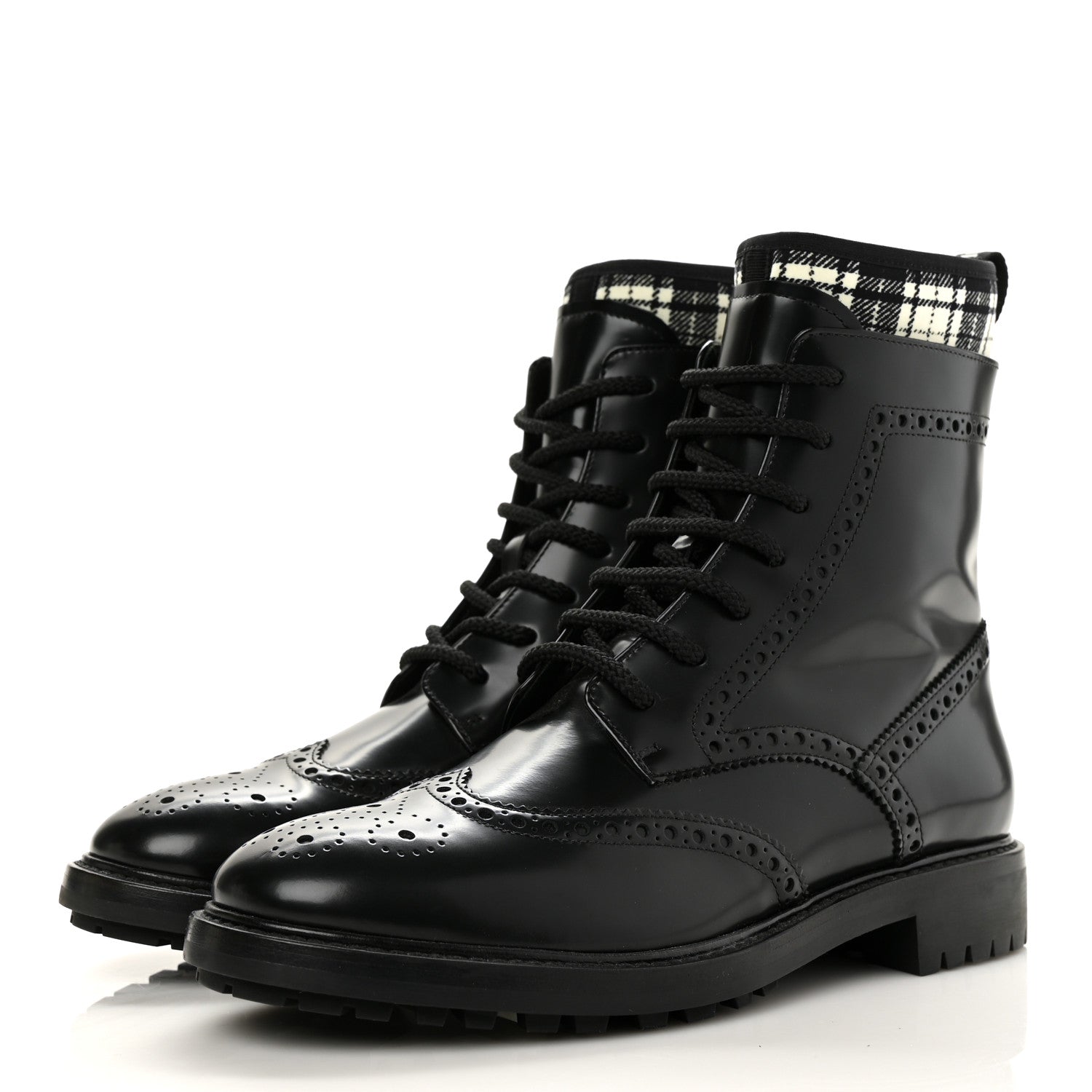 Christian Dior Calfskin Tartan D-Order Low Boot 38 Black White 3 of 10