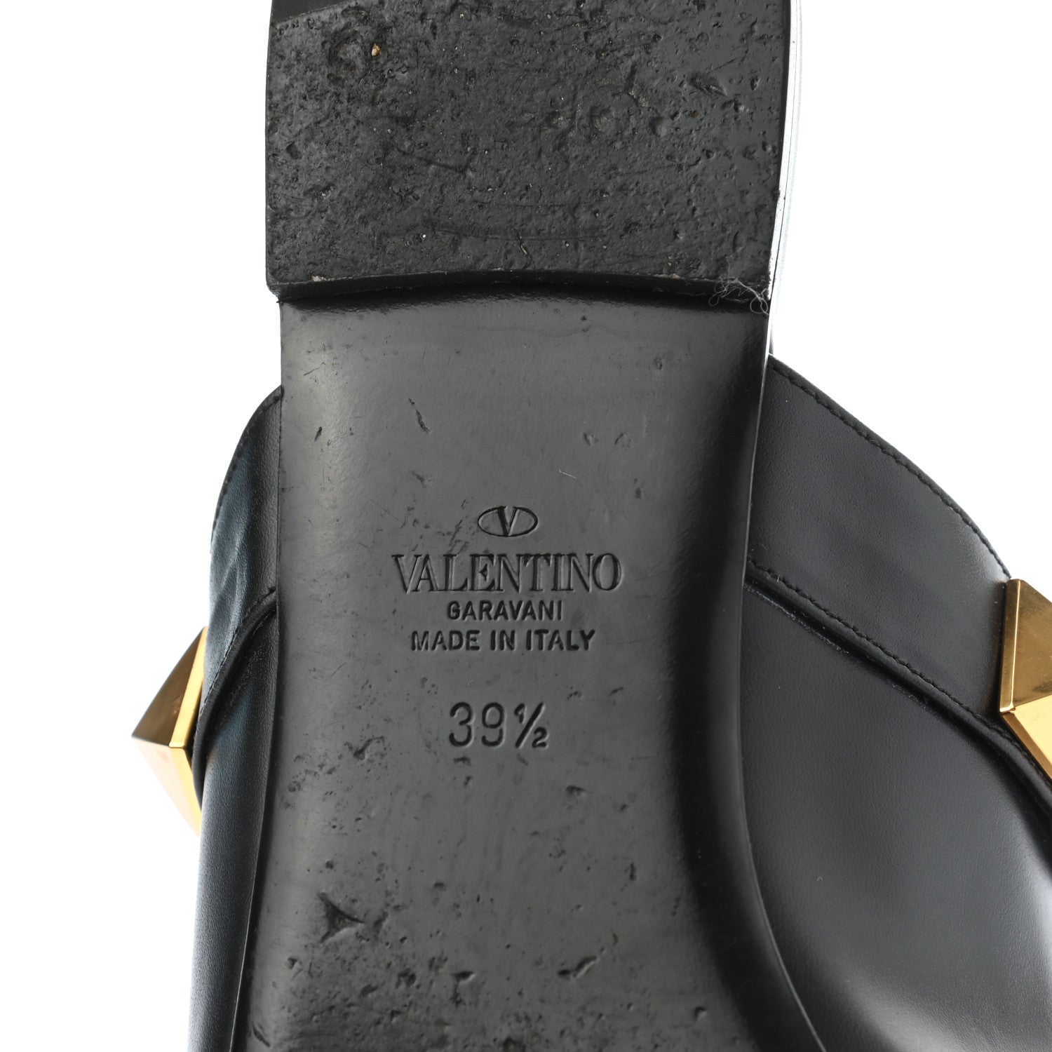 Valentino Garavani Calfskin Roman Stud Ankle Strap Flat Mules 39.5 Black 6 of 10