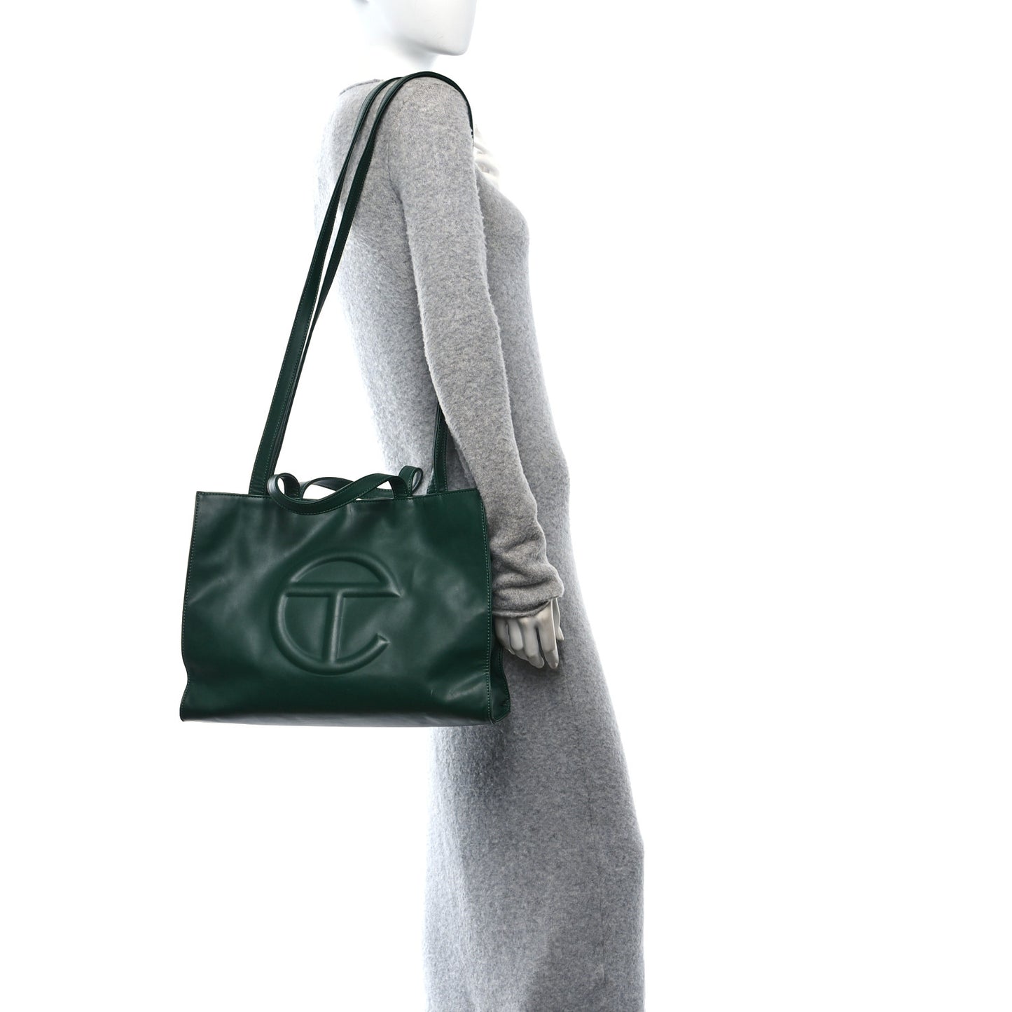 Vegan Leather Medium Shopping Bag Dark Olive