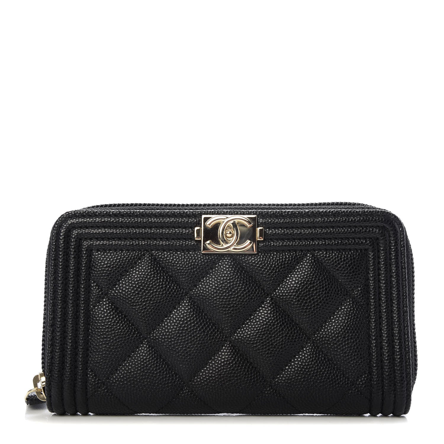 Chanel Caviar Quilted Small Boy Zip Around Wallet Black 1 of 9