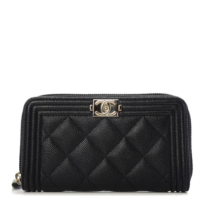 Chanel Caviar Quilted Small Boy Zip Around Wallet Black 1 of 9