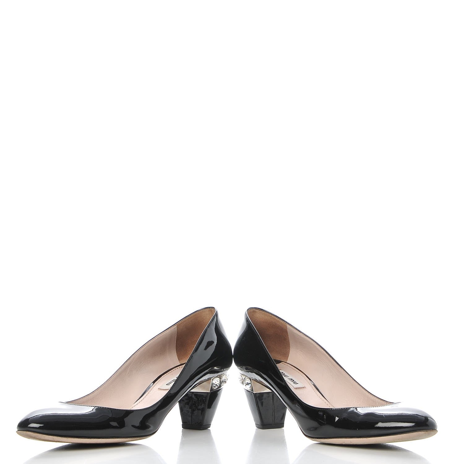 Miu Miu Vernice Crystal Jeweled Pumps 38 Black 6 of 13