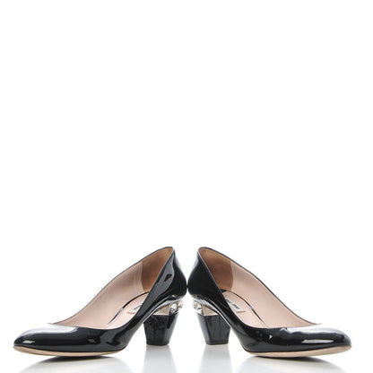 Miu Miu Vernice Crystal Jeweled Pumps 38 Black 6 of 13