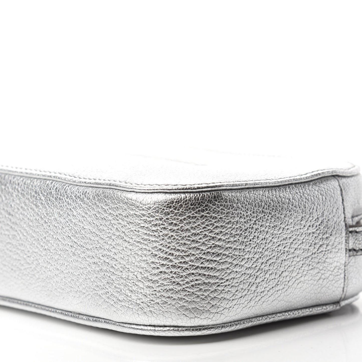 Metallic Goatskin Logo XS Everyday Camera Bag Argent Black