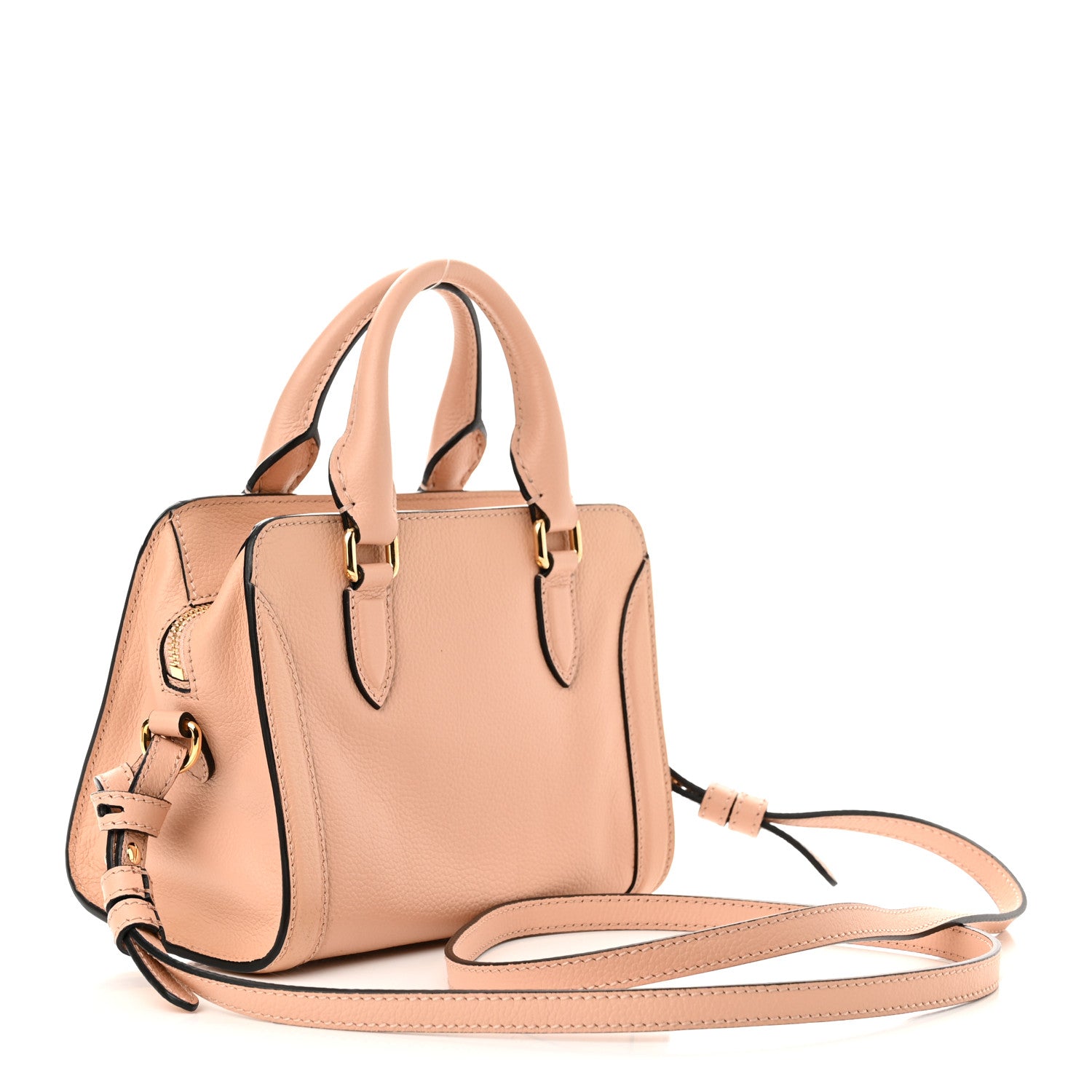 Alexander McQueen Pebbled Calfskin Mini Skull Padlock Zip Around Tote Boudoir 3 of 12