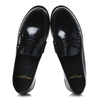 Saint Laurent Calfskin Penny Loafers 38 Black 2 of 11
