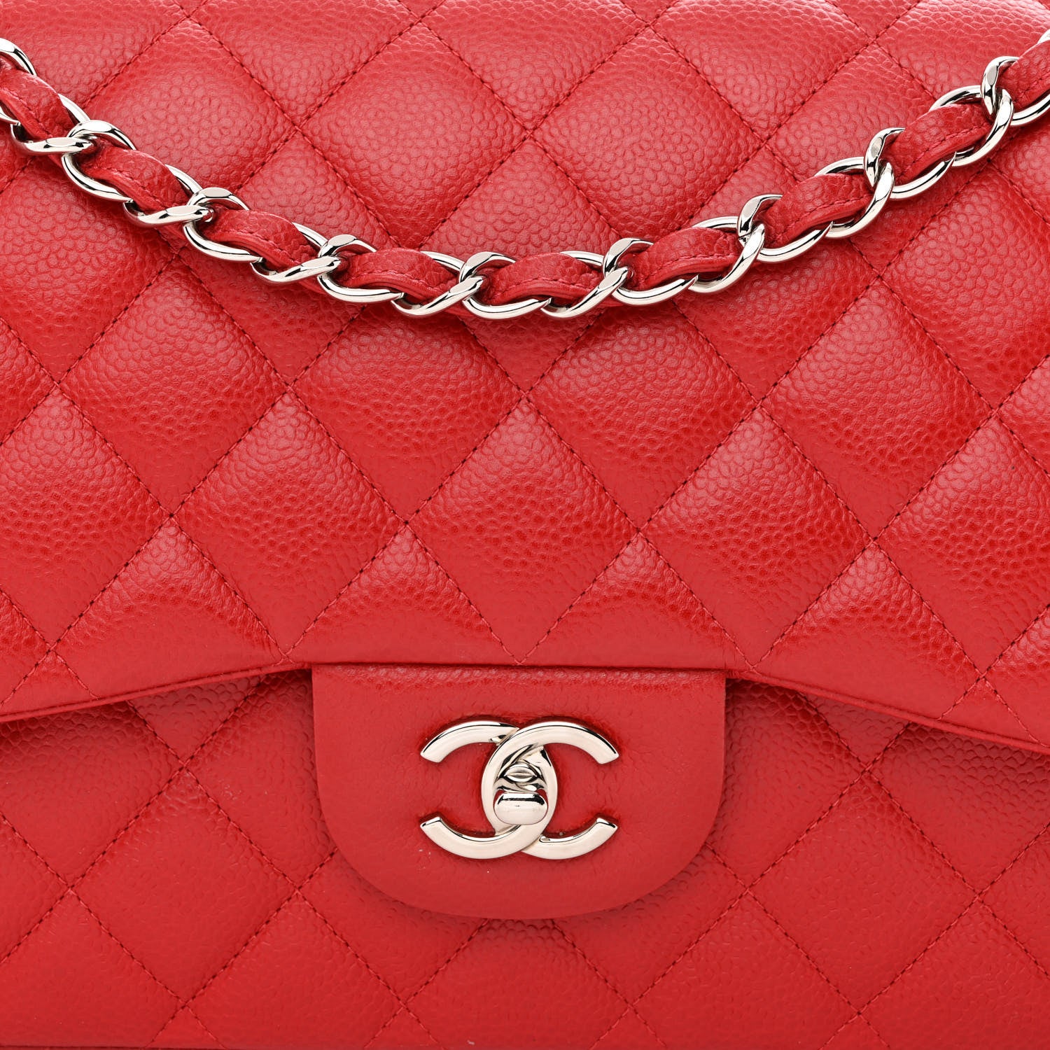 Chanel Caviar Quilted Jumbo Double Flap Red 8 of 13